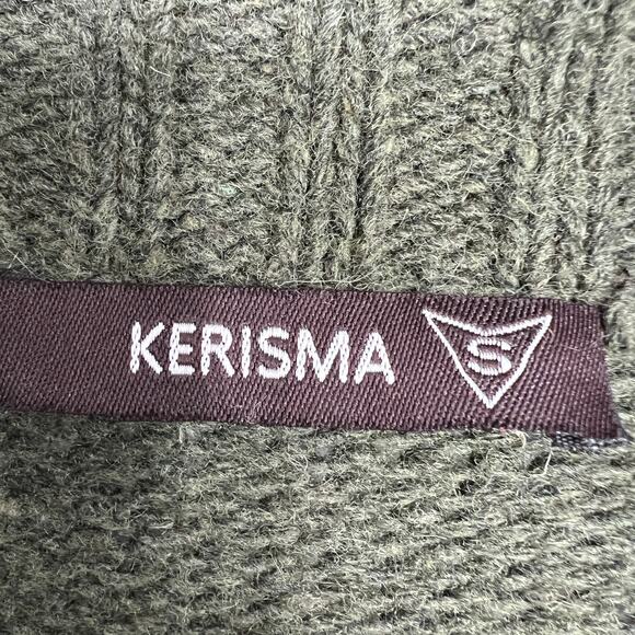 Kerisma Fair Isle Lambswool Cardigan Sweater Small Olive Green Double Breasted - Picture 6 of 10